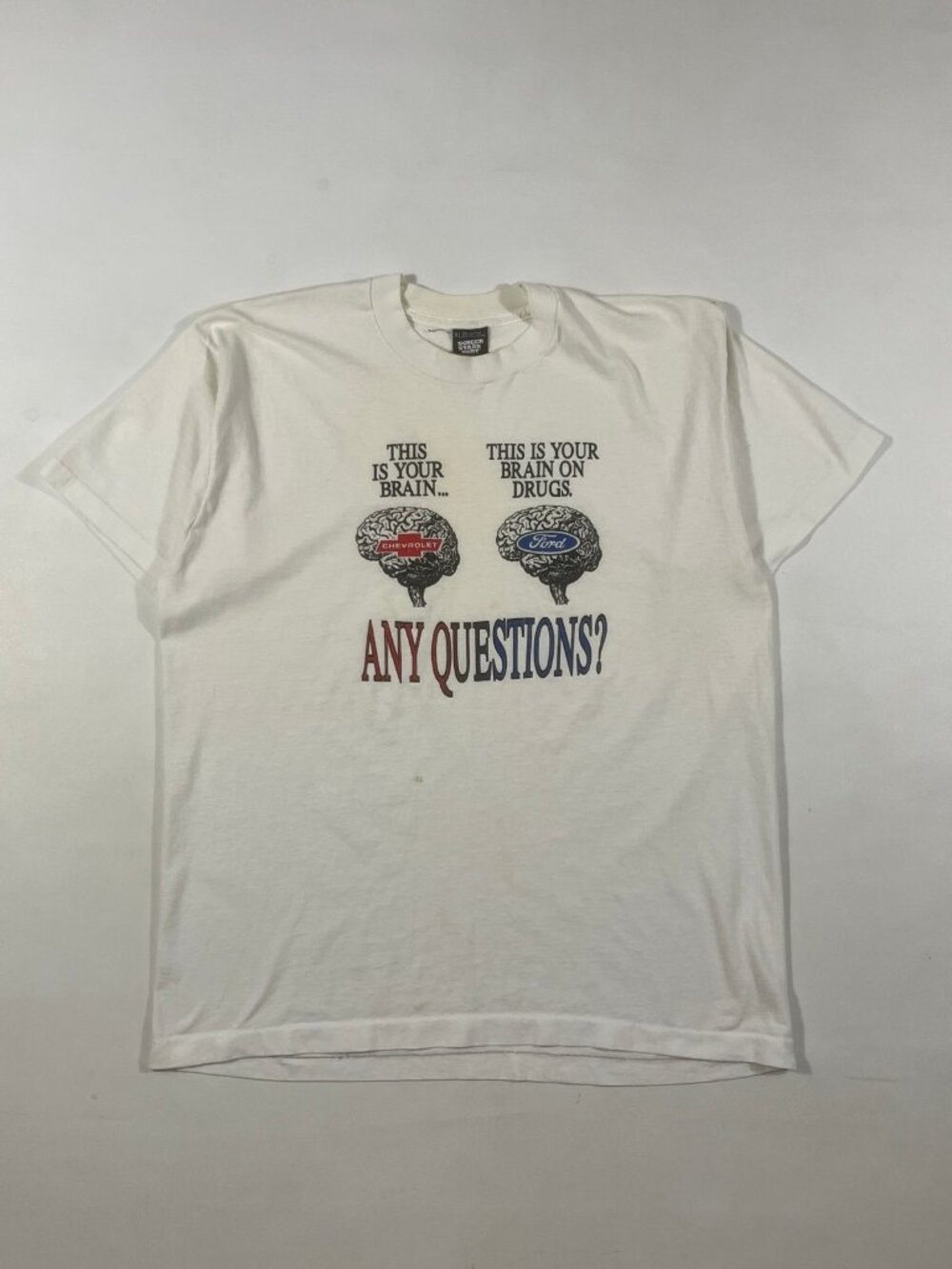 Vintage 90s Screen Stars Chevy vs Ford "Any Questions?" Single Stitch Tee XL